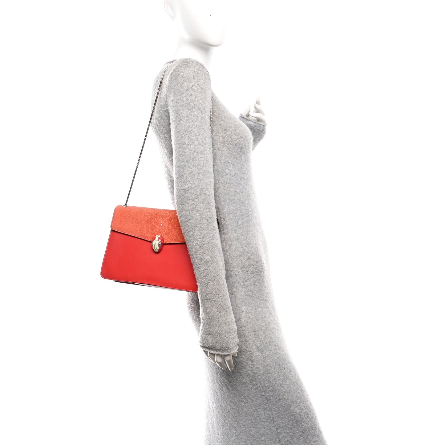 Galuchat Calfskin Serpenti Forever Crossbody Bag Orange