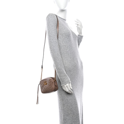 Gucci Calfskin Matelasse Mini GG Marmont Chain Shoulder Bag Porcelain Rose 2 of 11