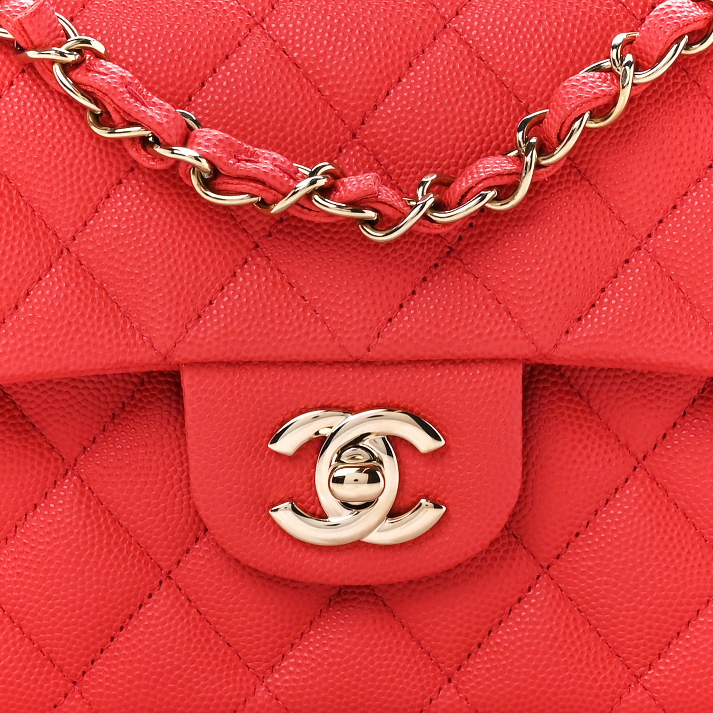 Caviar Quilted Small Double Flap Red