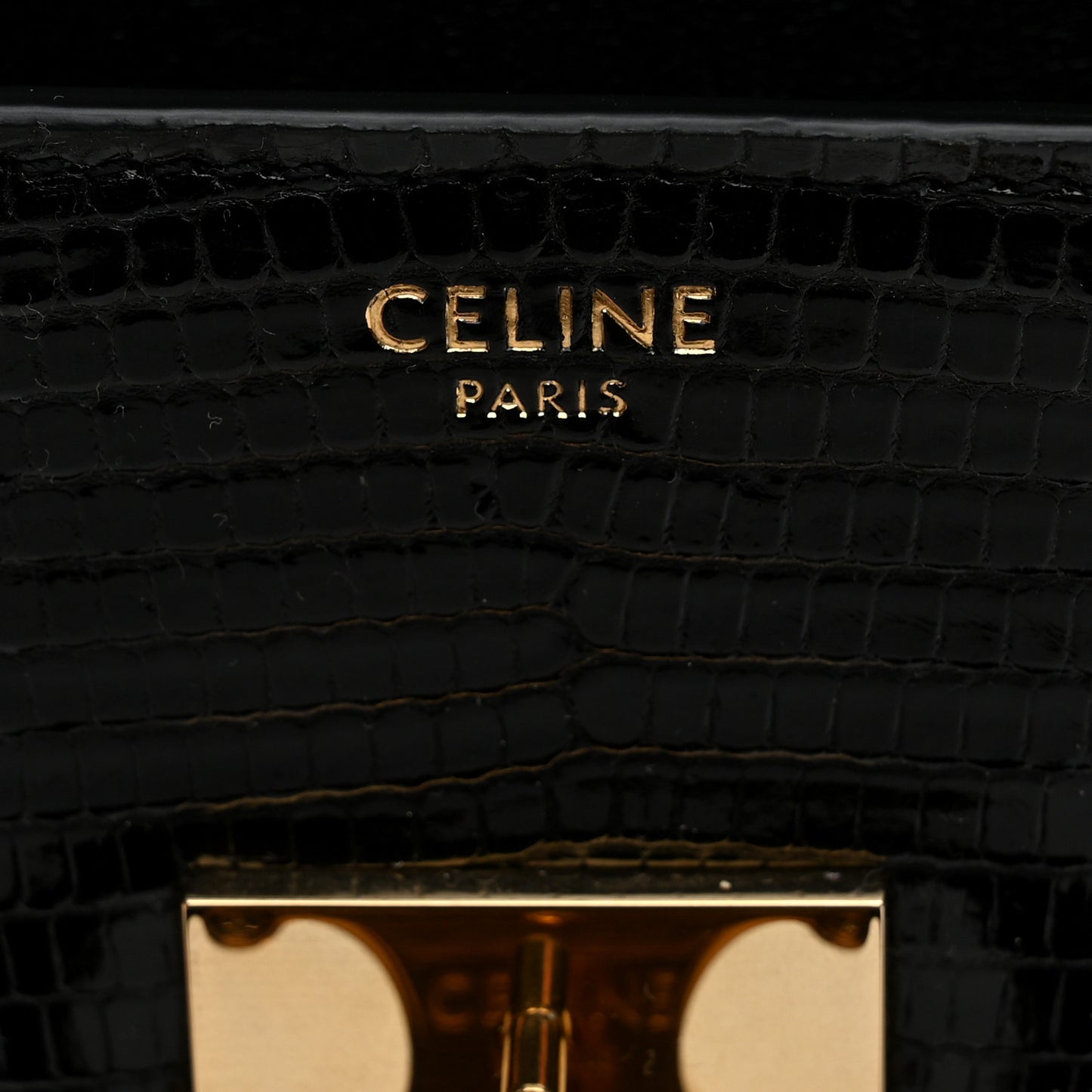 Shiny Lizard Maillon Triomphe Clutch Black