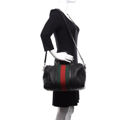 Gucci Calfskin Vintage Web Medium Boston Black 2 of 15