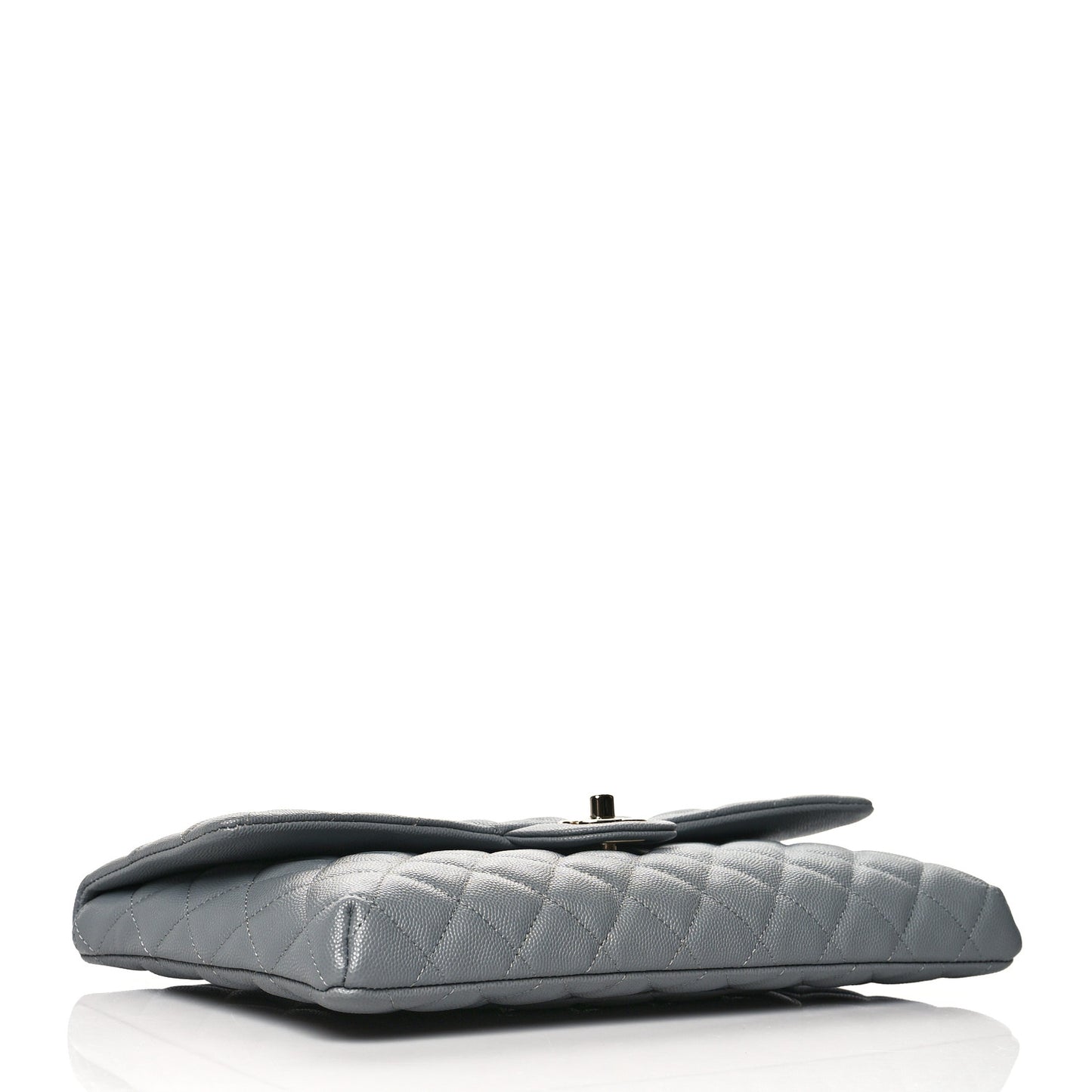 Caviar Quilted Flap Clutch Grey