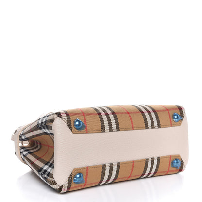 Burberry Goatskin Vintage Check Small Banner Tote Limestone 5 of 8