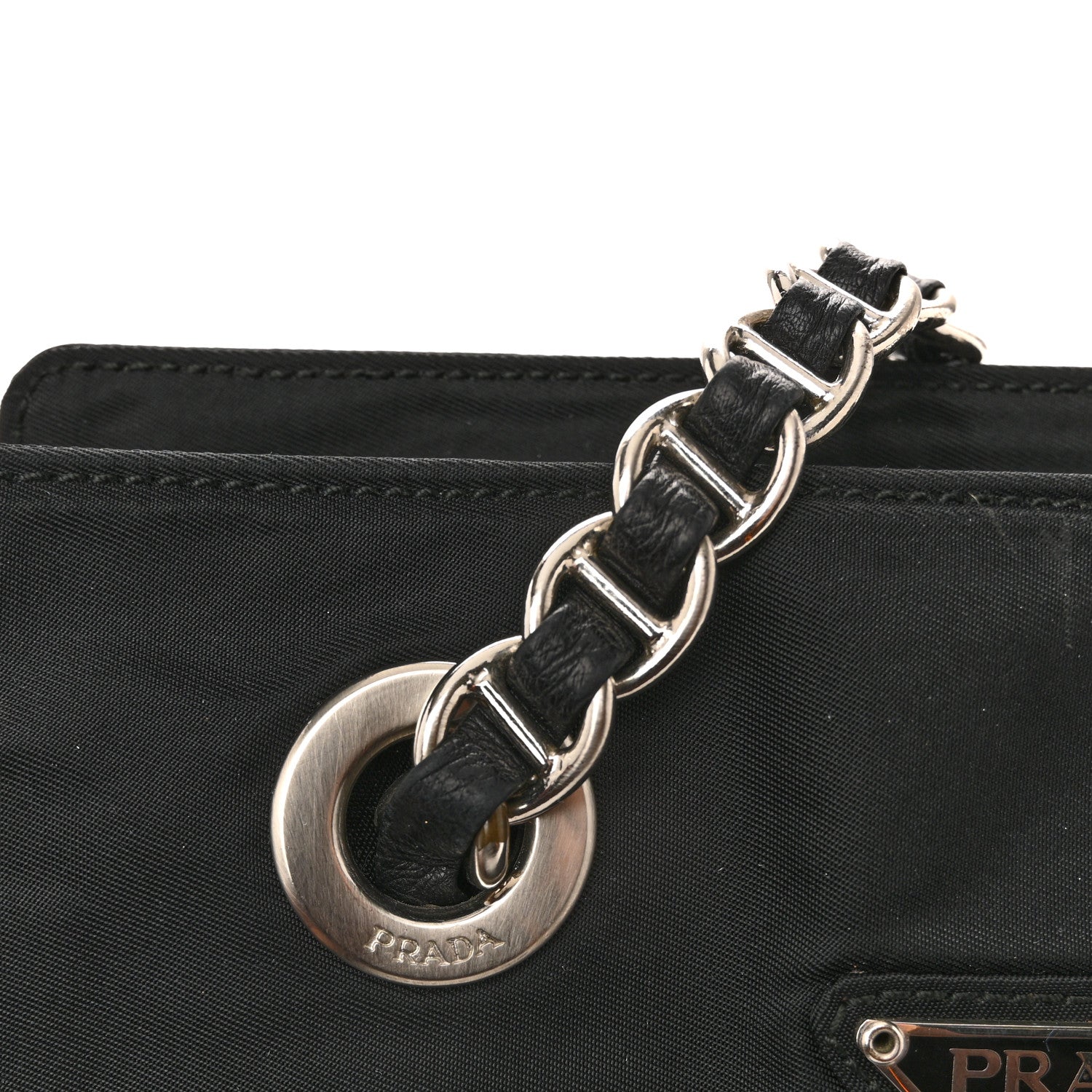 Prada Tessuto Nylon Acciaio Chain Shoulder Bag Black 12 of 15