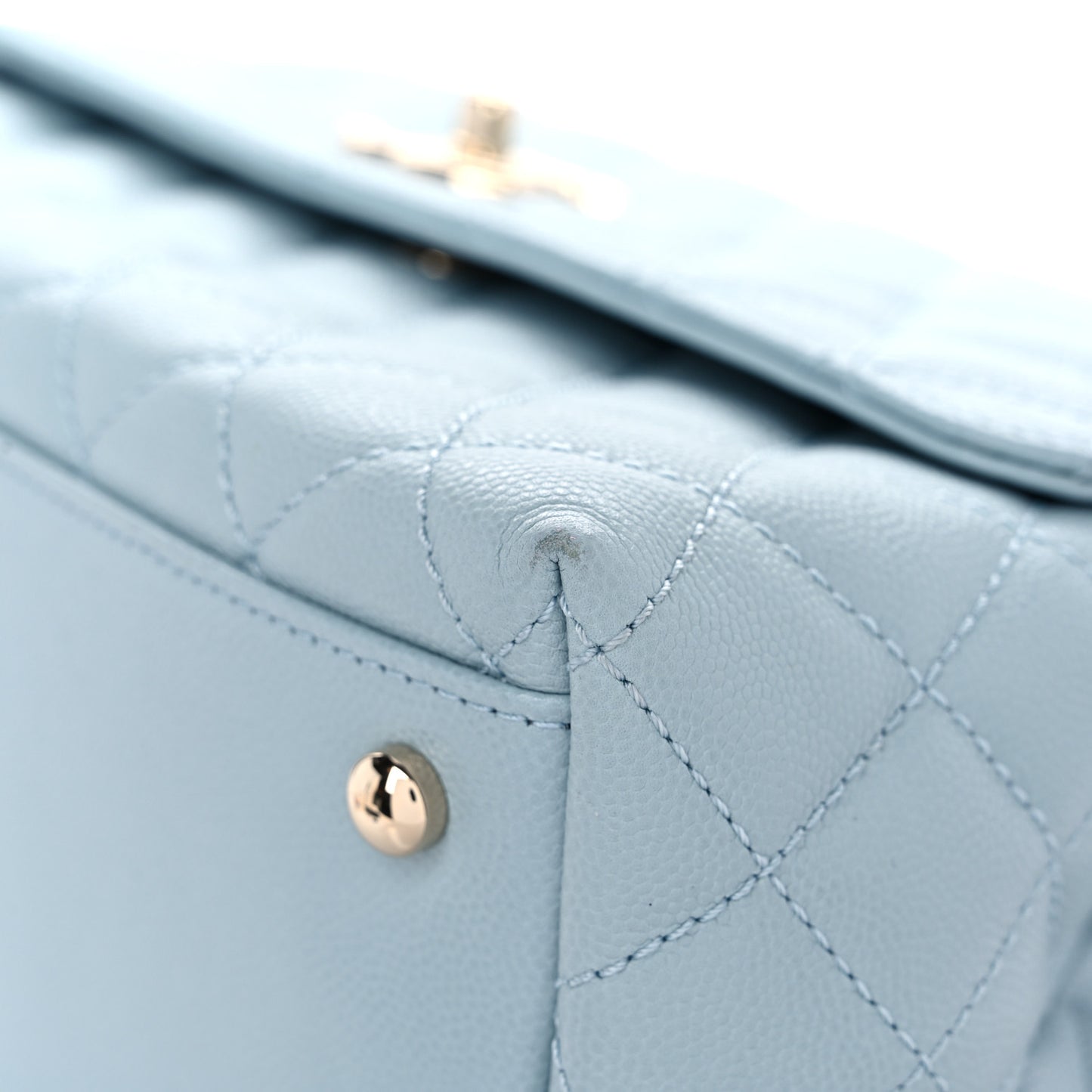 Caviar Quilted Small Coco Handle Flap Light Blue