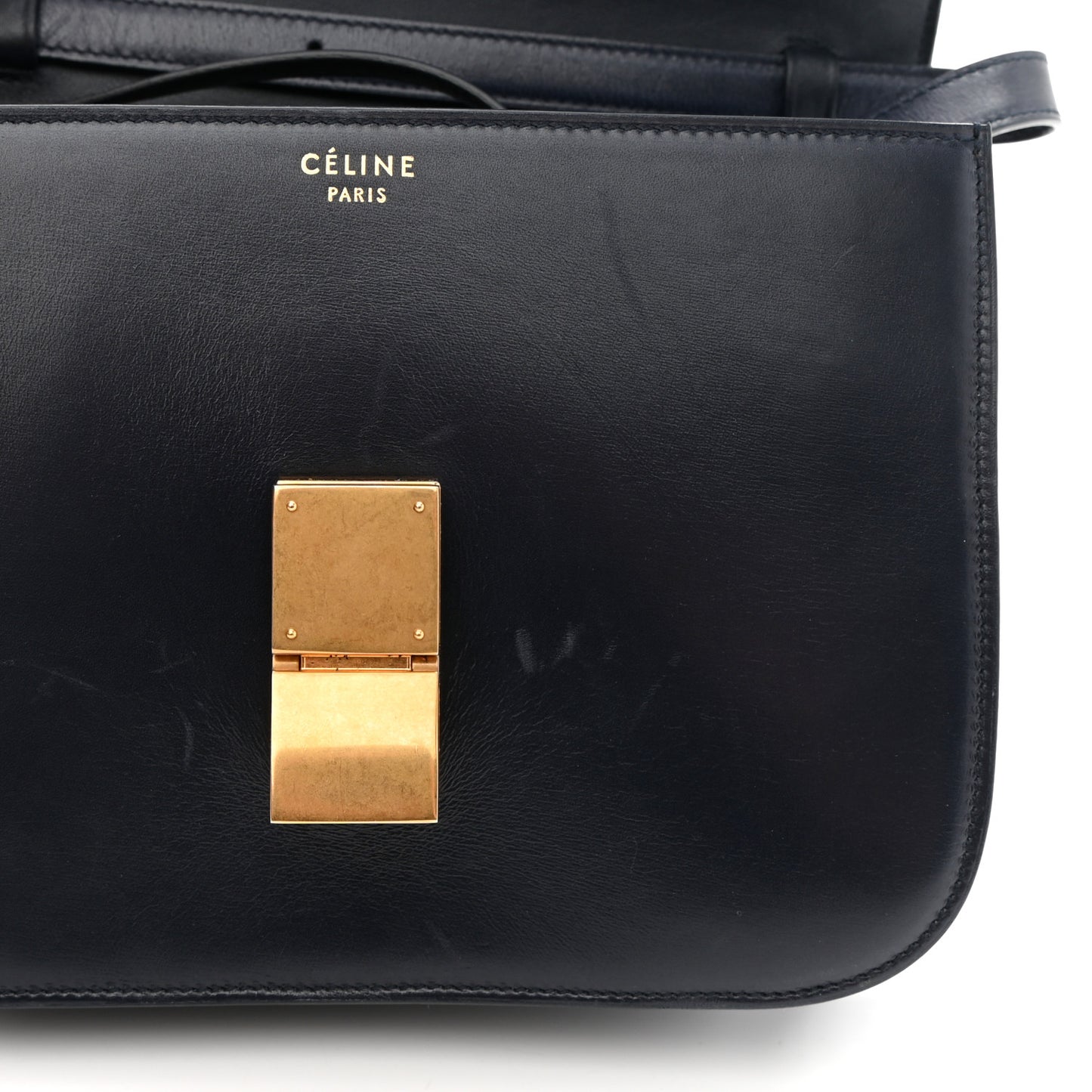 Box Calfskin Medium Classic Box Flap Bag Navy