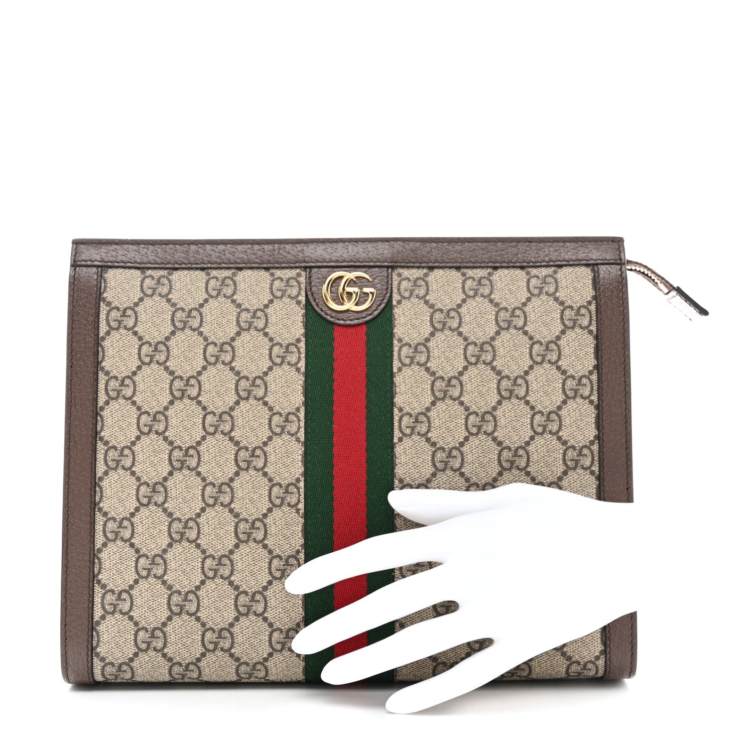 Gucci GG Supreme Monogram Web Ophidia Pouch Brown 2 of 7