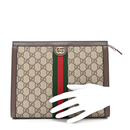 Gucci GG Supreme Monogram Web Ophidia Pouch Brown 2 of 7