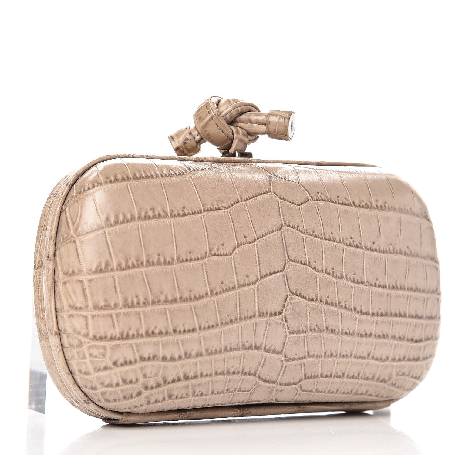 Bottega Veneta Crocodile Knot Clutch Stone 3 of 6