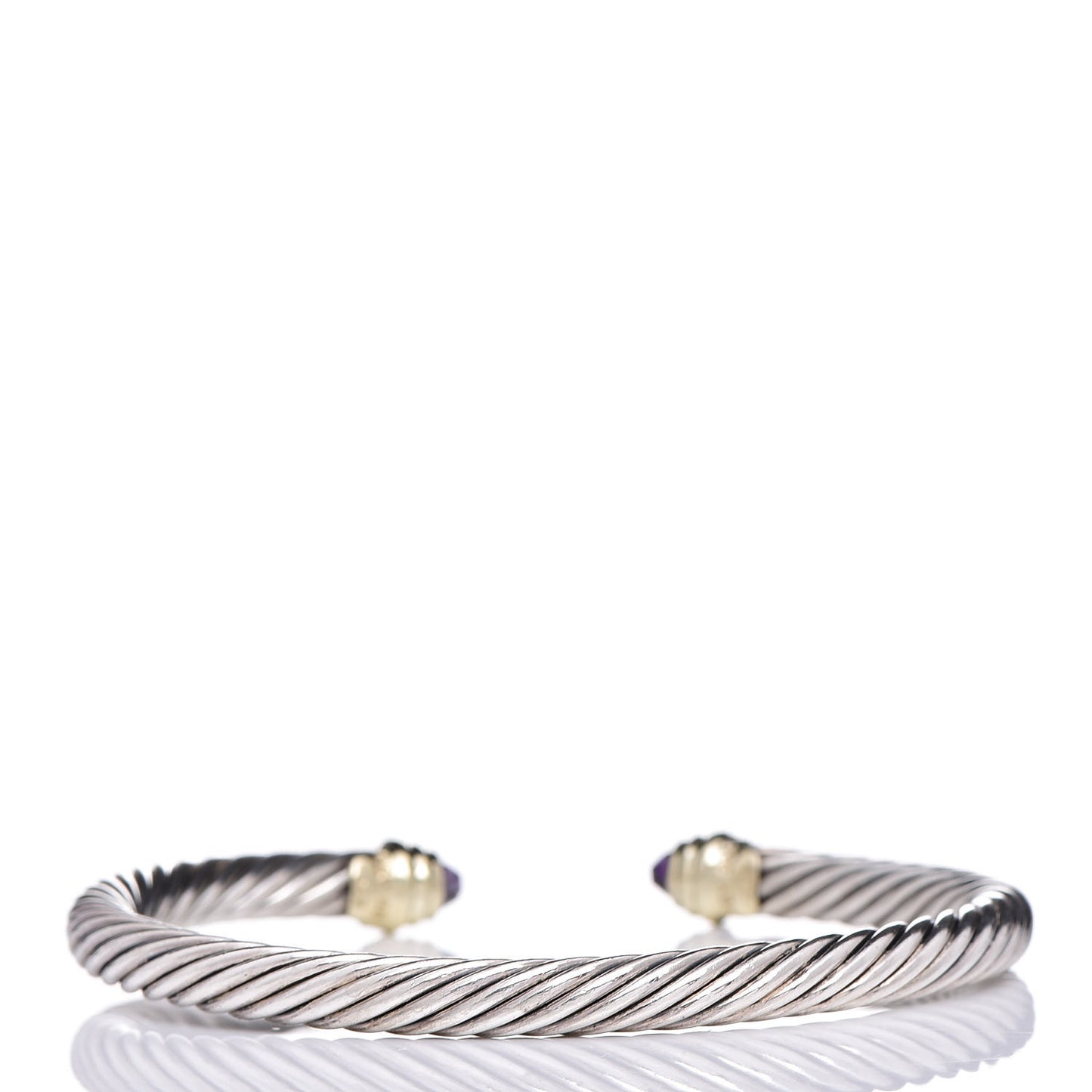 Sterling Silver 14K Yellow Gold Amethyst 5mm Cable Classics Petite Color Bracelet
