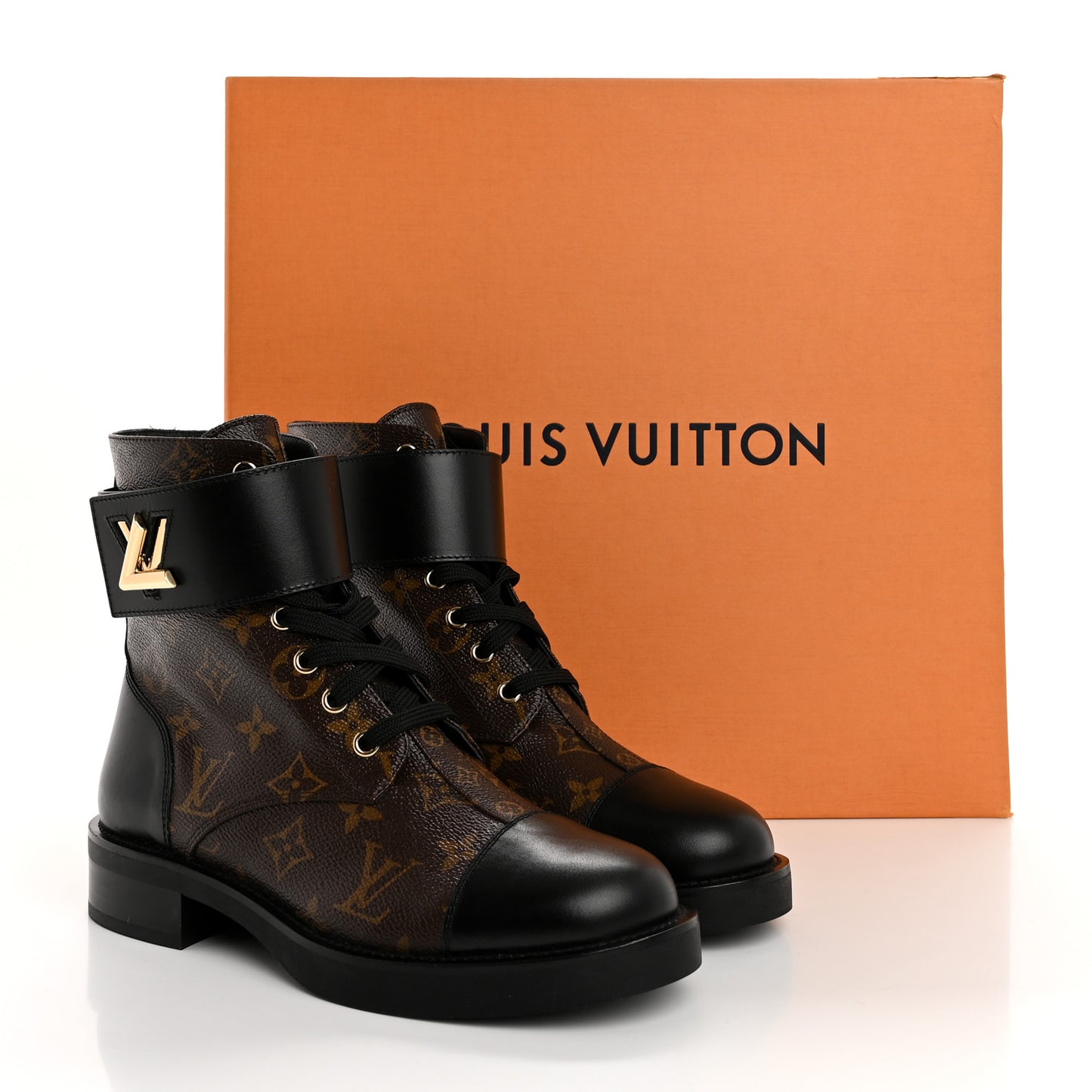 Calfskin Monogram Wonderland Flat Ranger Boots 37.5 Black