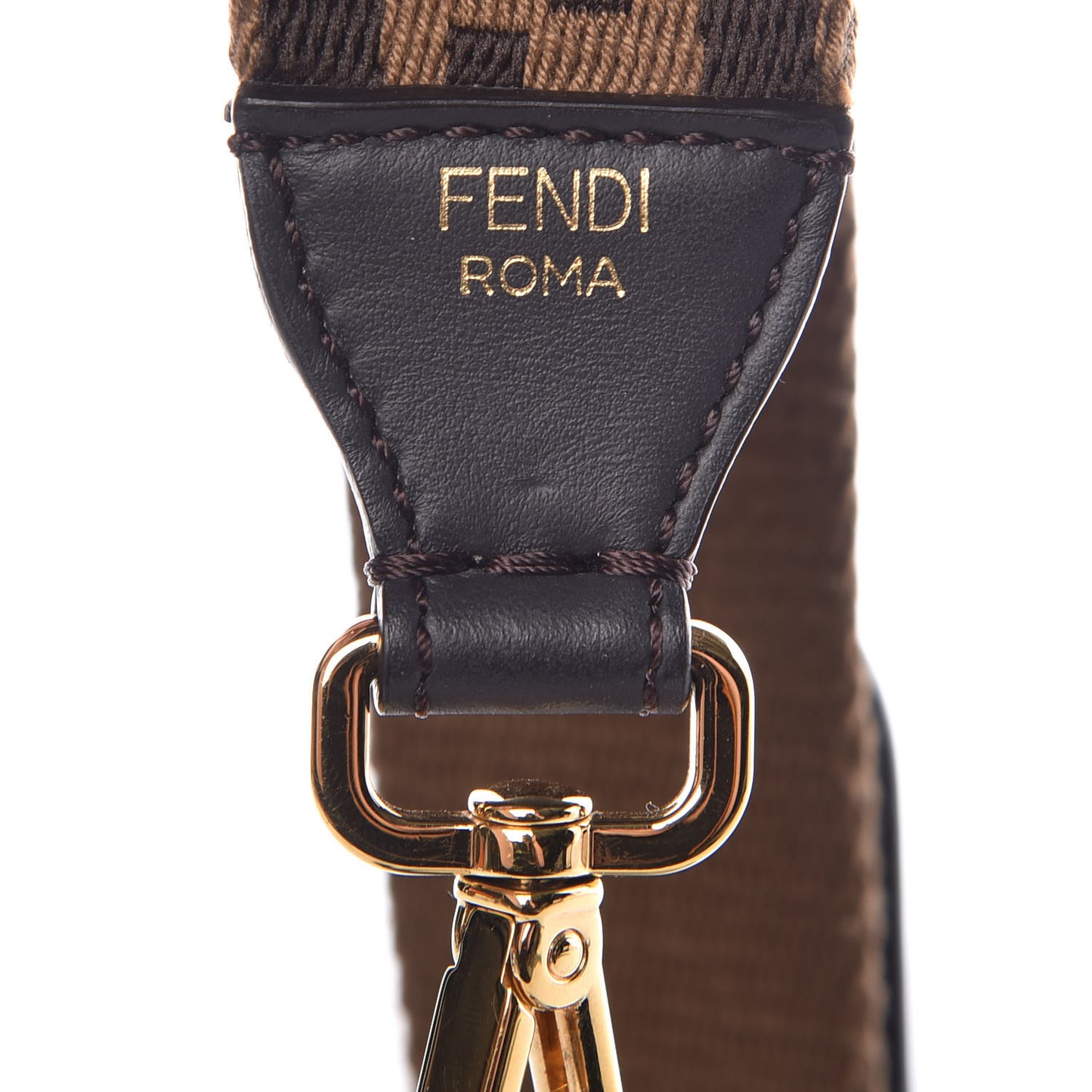 Ribbon Vitello Century FF 1974 Studded Strap You Fango Marrone Ebano