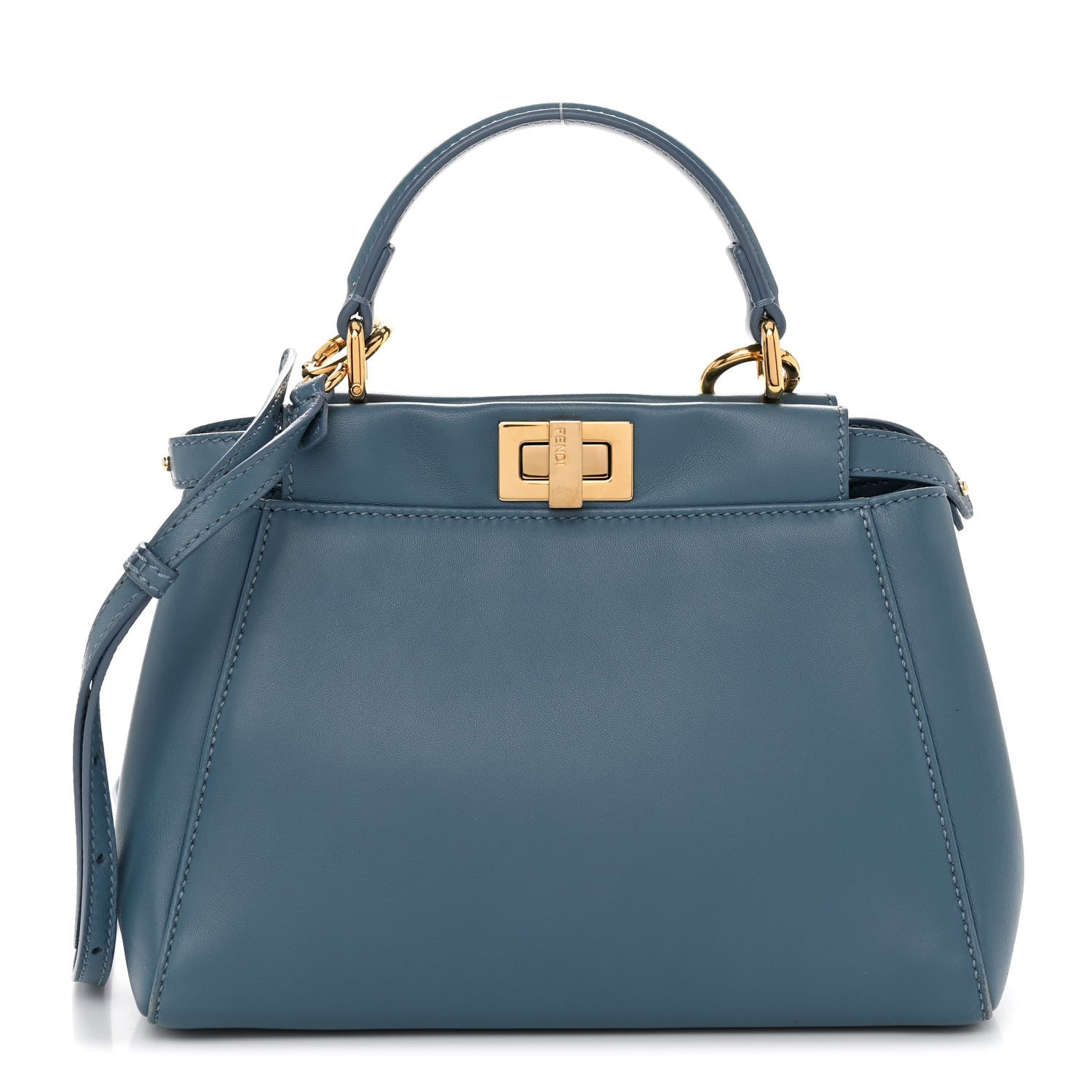 Fendi Nappa Mini Peekaboo Iconic Satchel Blue 1 of 10