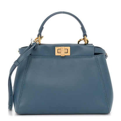 Fendi Nappa Mini Peekaboo Iconic Satchel Blue 1 of 10