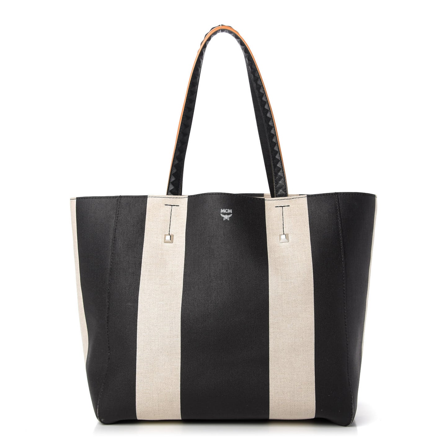 Canvas Stripe Ilse East West Shopper Tote Black White