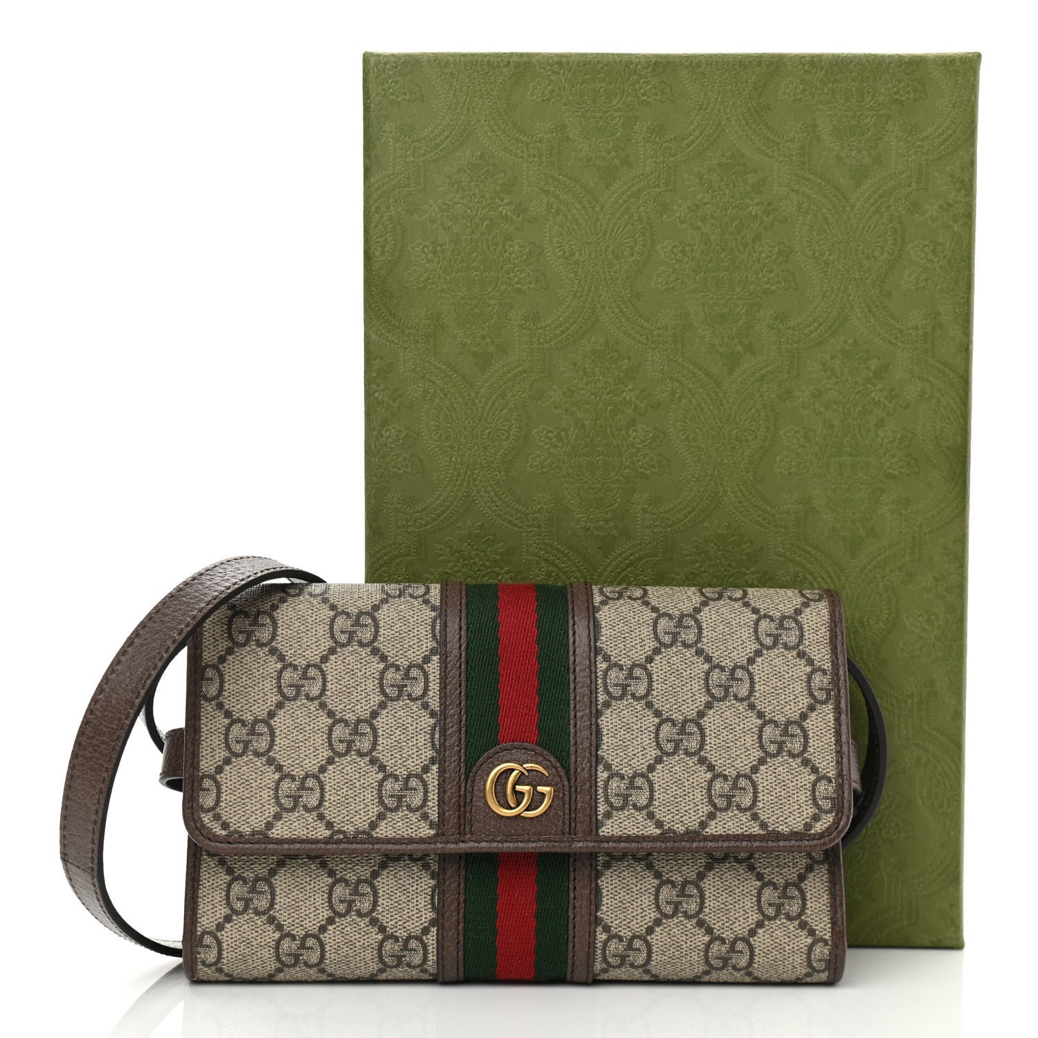 Gucci GG Supreme Monogram Web Ophidia Crossbody Wallet Beige New Acero 12 of 12