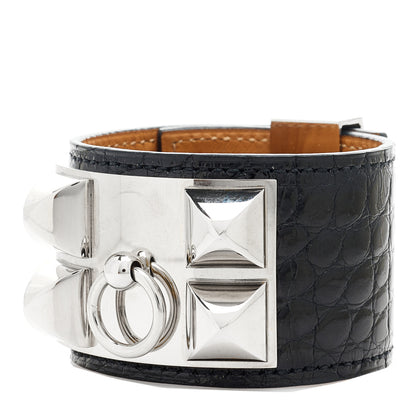 Hermes Shiny Alligator Collier De Chien CDC Bracelet Black 1 of 7