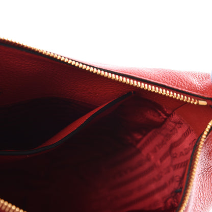 Prada Vitello Phenix Zippered Messenger Hobo Rosso 5 of 9