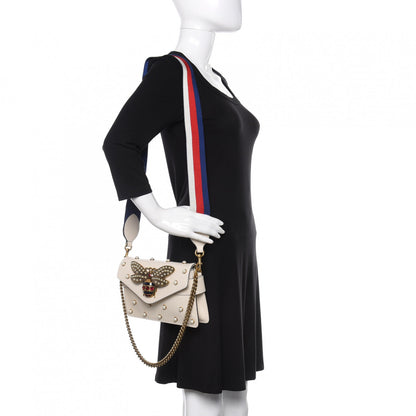 Gucci Nappa Pearl Studded Mini Queen Margaret Broadway Shoulder Bag Mystic White 2 of 11