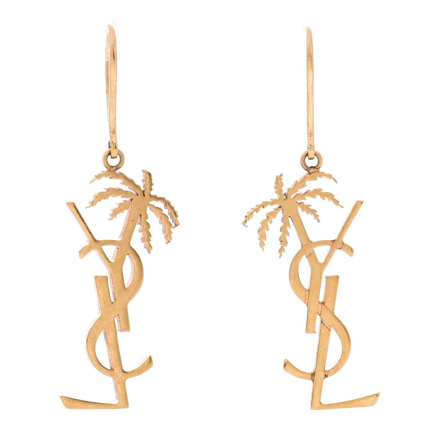 Metal Monogram Palm Earrings Gold