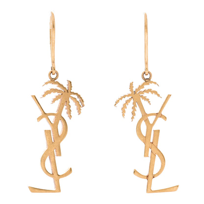 Saint Laurent Metal Monogram Palm Earrings Gold 1 of 5
