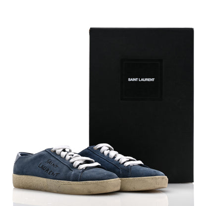 Saint Laurent Distressed Suede Womens Court Classic Sneakers 36 Denim 9 of 9