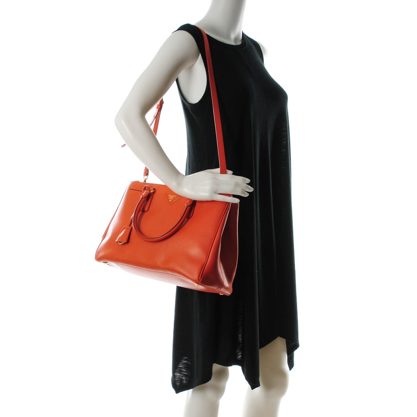 Saffiano Medium Galleria Double Zip Tote Papaya