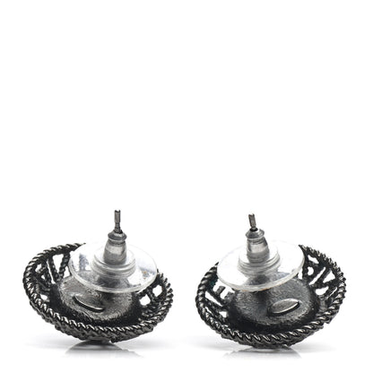 Chanel Pearl CC Round Earrings Ruthenium Dark Grey 3 of 4