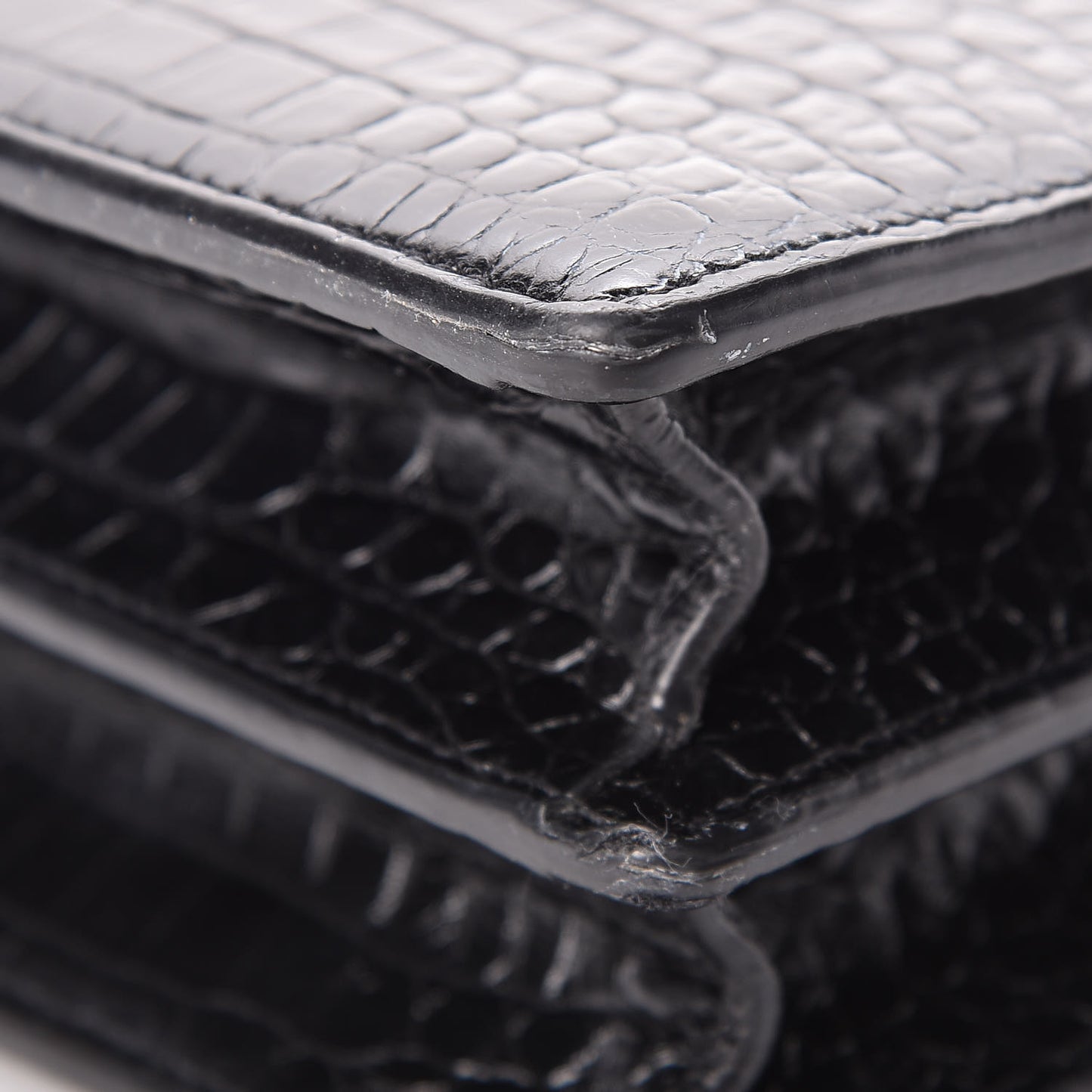 Calfskin Crocodile Embossed Medium Monochrome Monogram Sunset Black