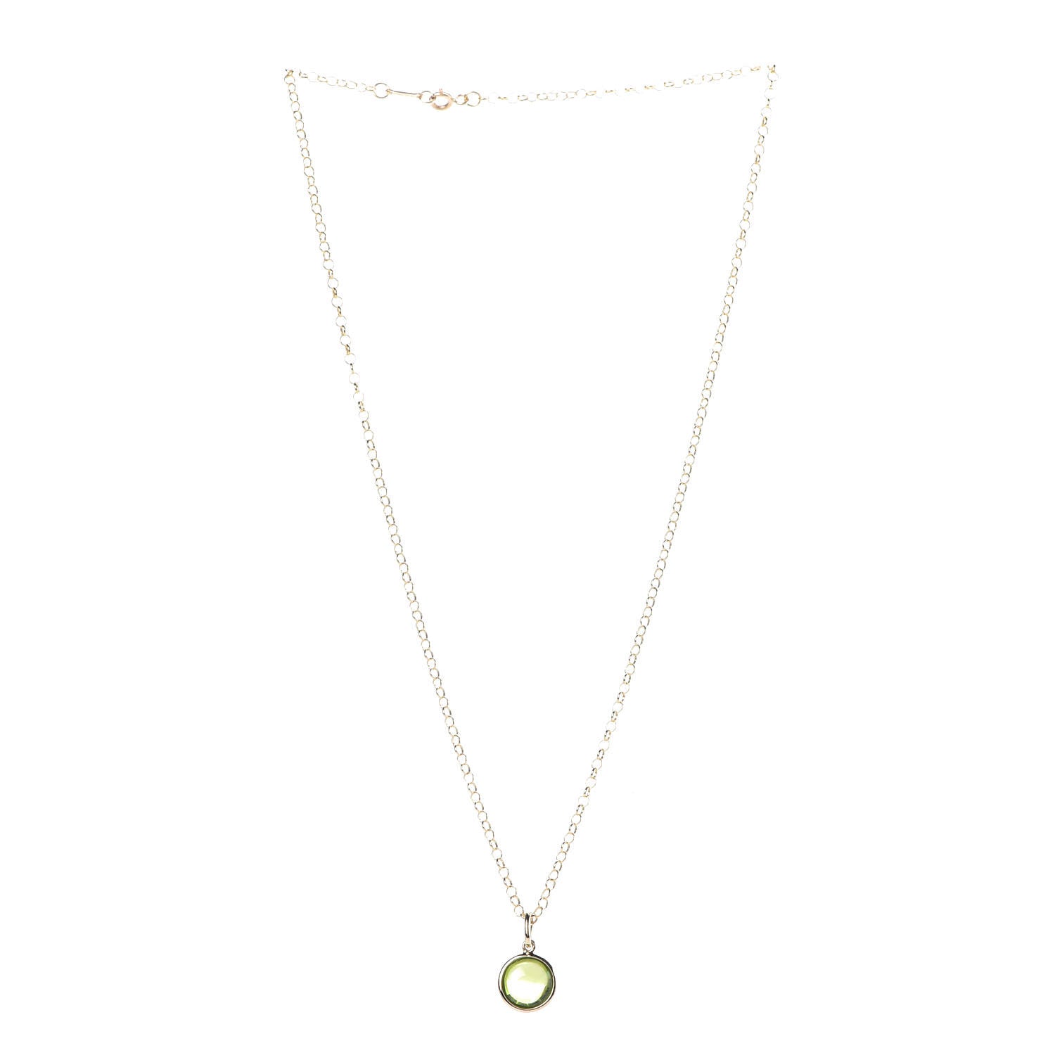 Tiffany 18K Yellow Gold Peridot Paloma Picasso Dot Charm Pendant Necklace 4 of 7