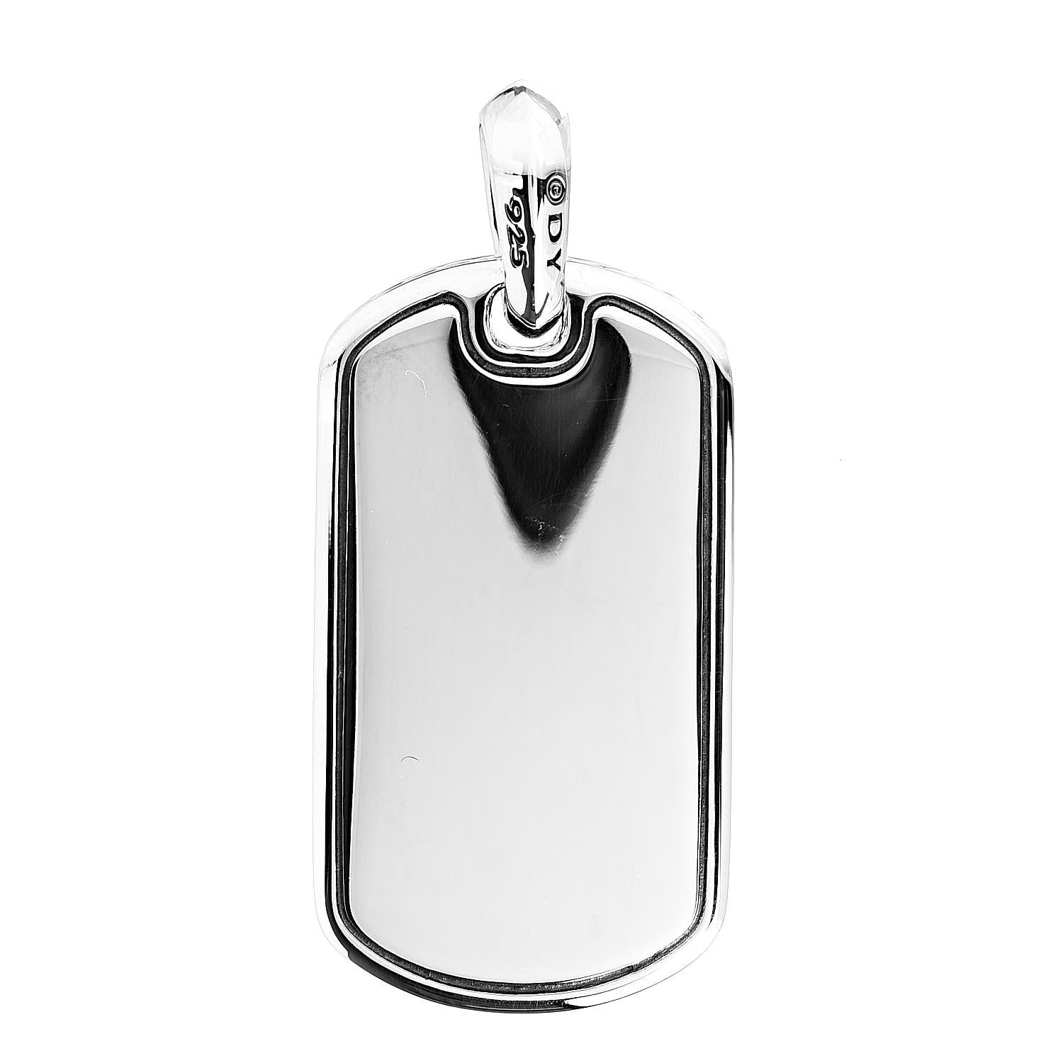 David Yurman Sterling Silver Black Onyx Exotic Stone Dog Tag Pendant 3 of 3