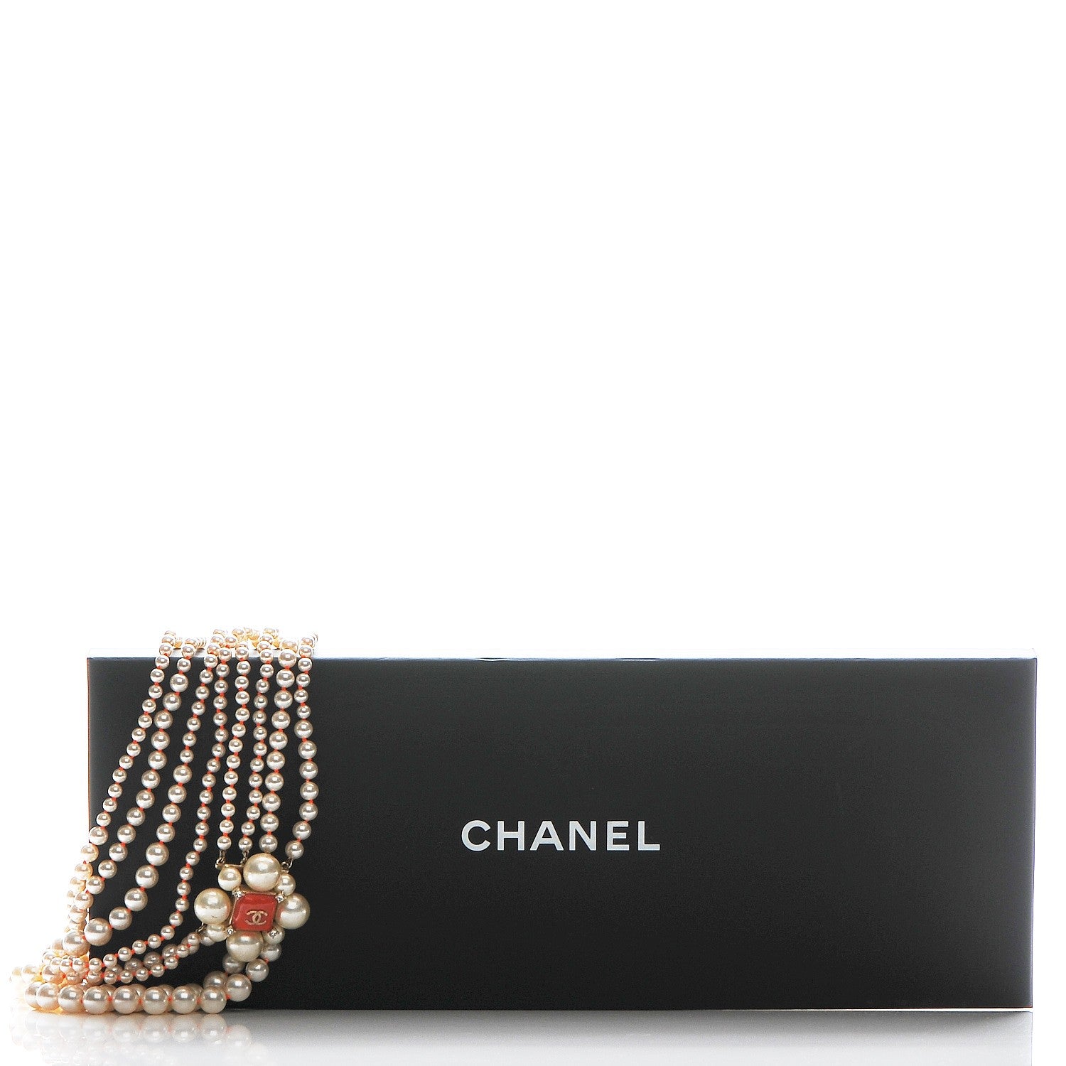 Chanel Pearl Crystal Gripoix CC Multi Strand Necklace Orange Gold 7 of 7