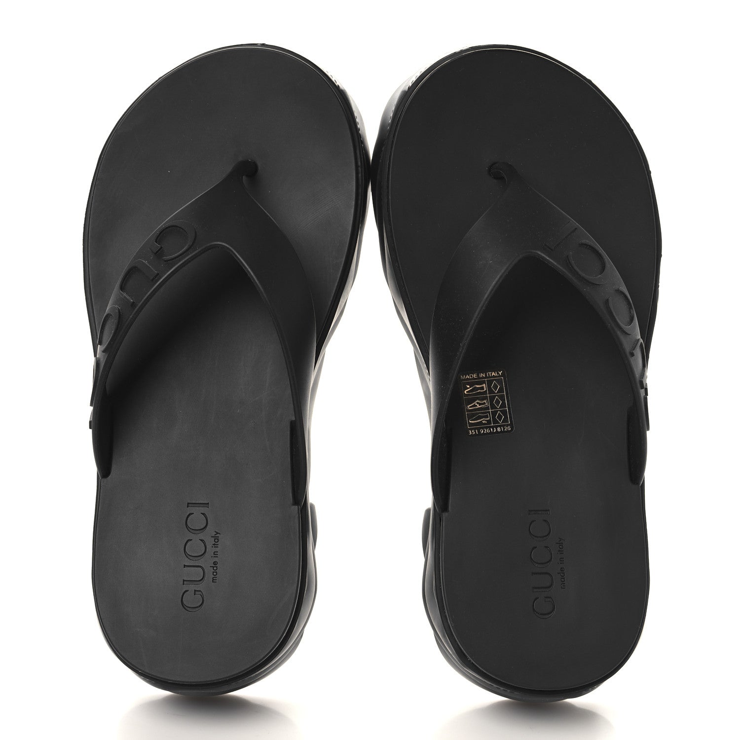 Gucci Rubber Chevron Logo Embossed Womens Thong Platform Sandals 38 Black 2 of 10