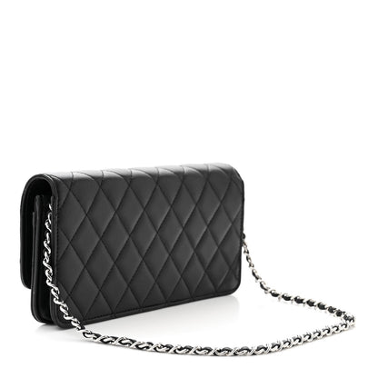 Chanel Lambskin Quilted Crystal Star Long Clutch With Chain Black 3 of 12