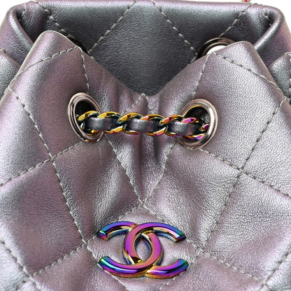 Chanel Iridescent Lambskin Calfskin Quilted Gabrielle Backpack Light Purple 8 of 13