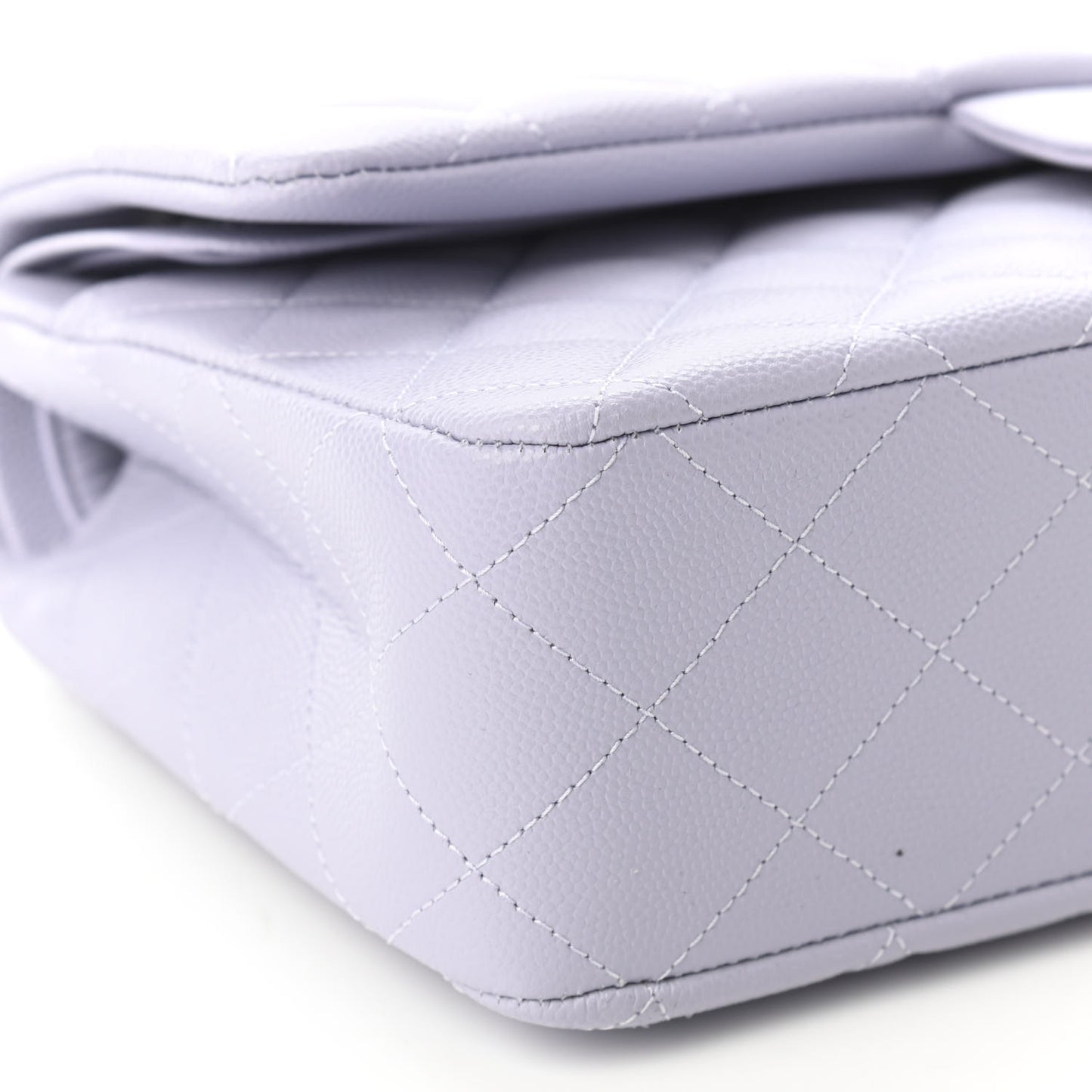 Caviar Quilted Medium Double Flap Light Purple
