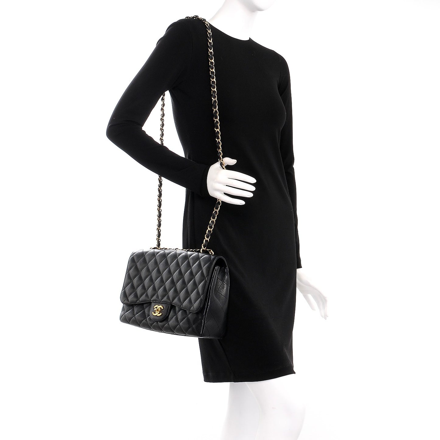 Caviar Quilted Jumbo Single Flap Black
