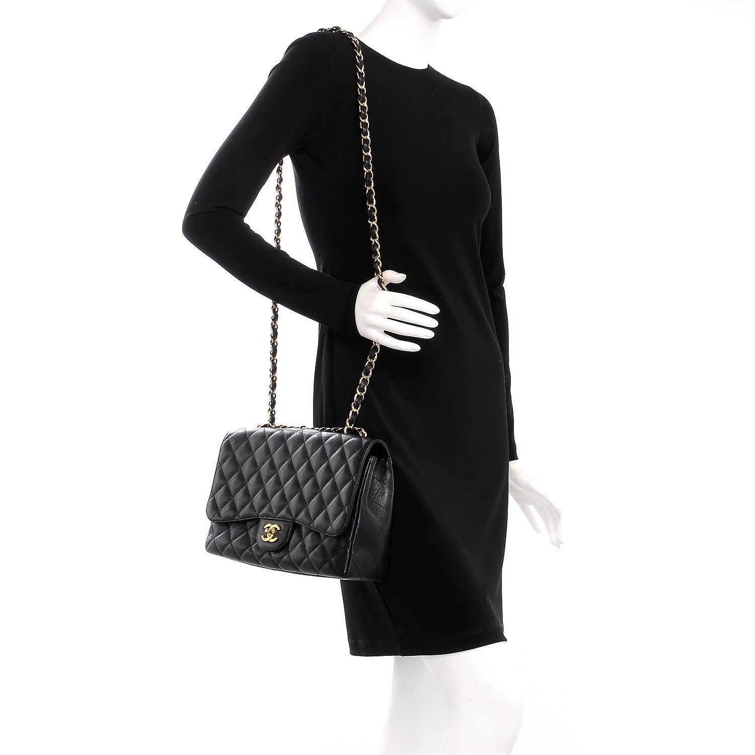 Chanel Caviar Quilted Jumbo Single Flap Black 2 of 8