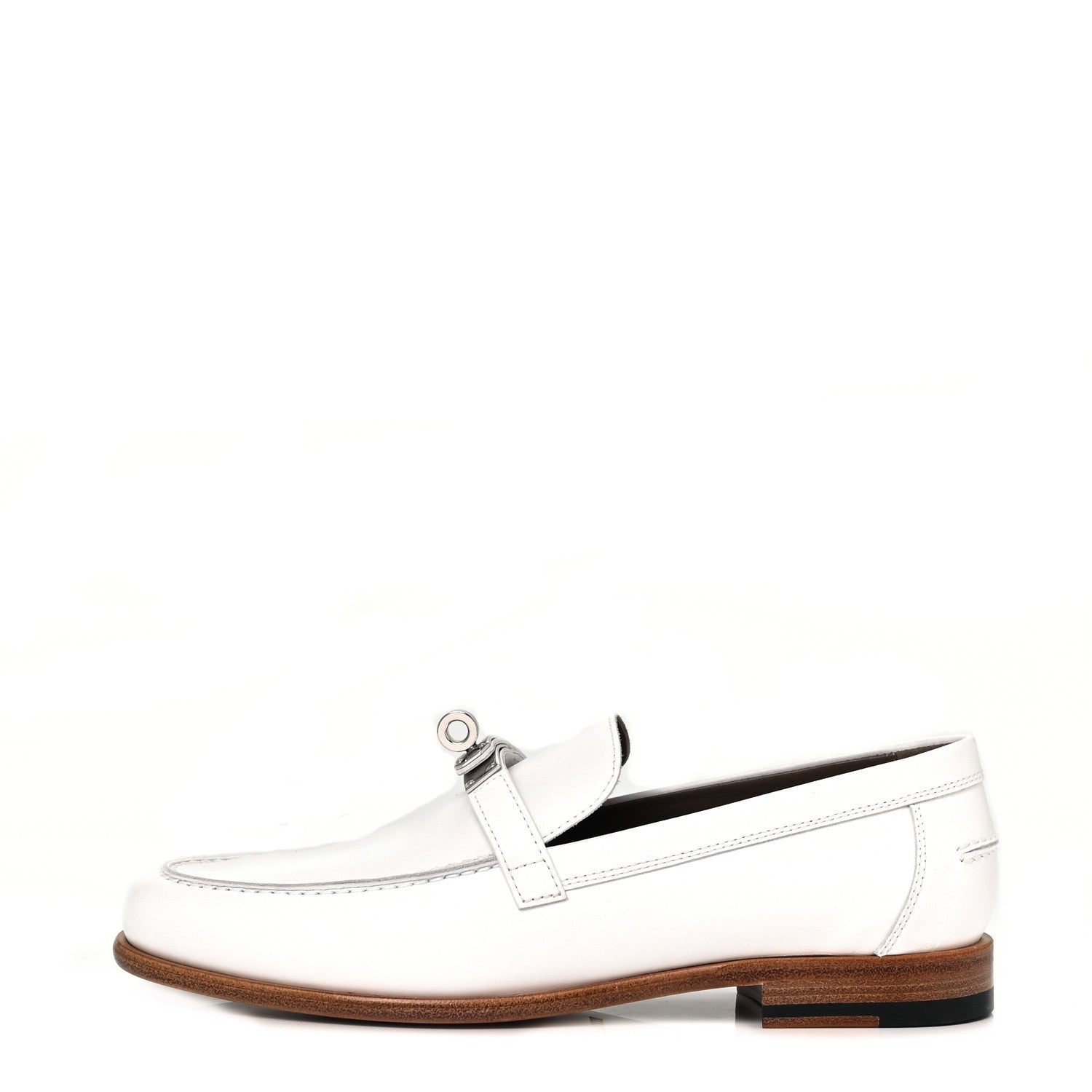 Hermes Calfskin Womens Destin Loafer 37 White 1 of 9