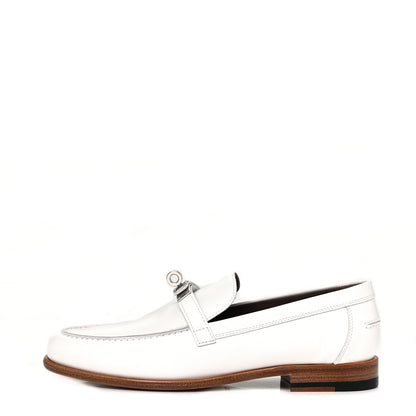 Hermes Calfskin Womens Destin Loafer 37 White 1 of 9