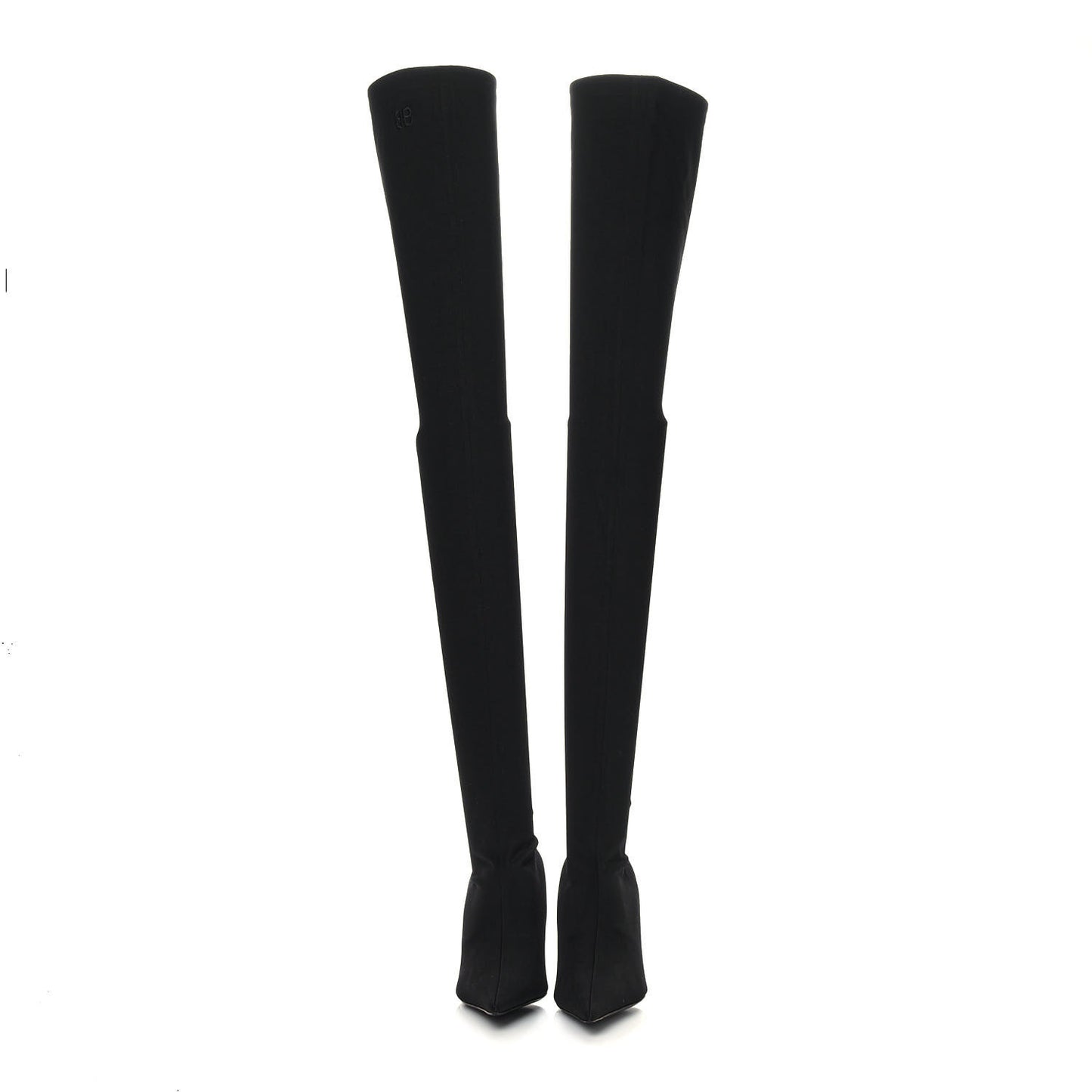 Spandex Pointed Toe Knife Thigh High Boots 38 Black
