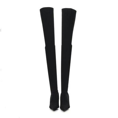 Balenciaga Spandex Pointed Toe Knife Thigh High Boots 38 Black 2 of 7