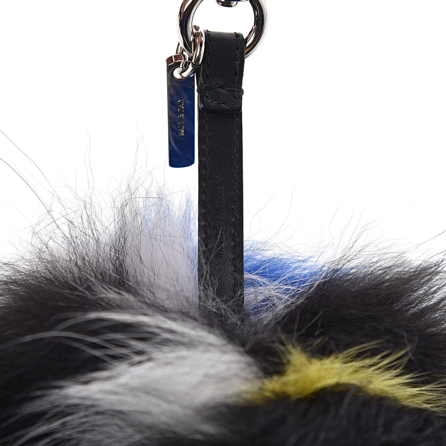 Fendi Fox Fur Hypnoteyes Pom Pom Bag Charm Yellow Blue Multicolor 3 of 4