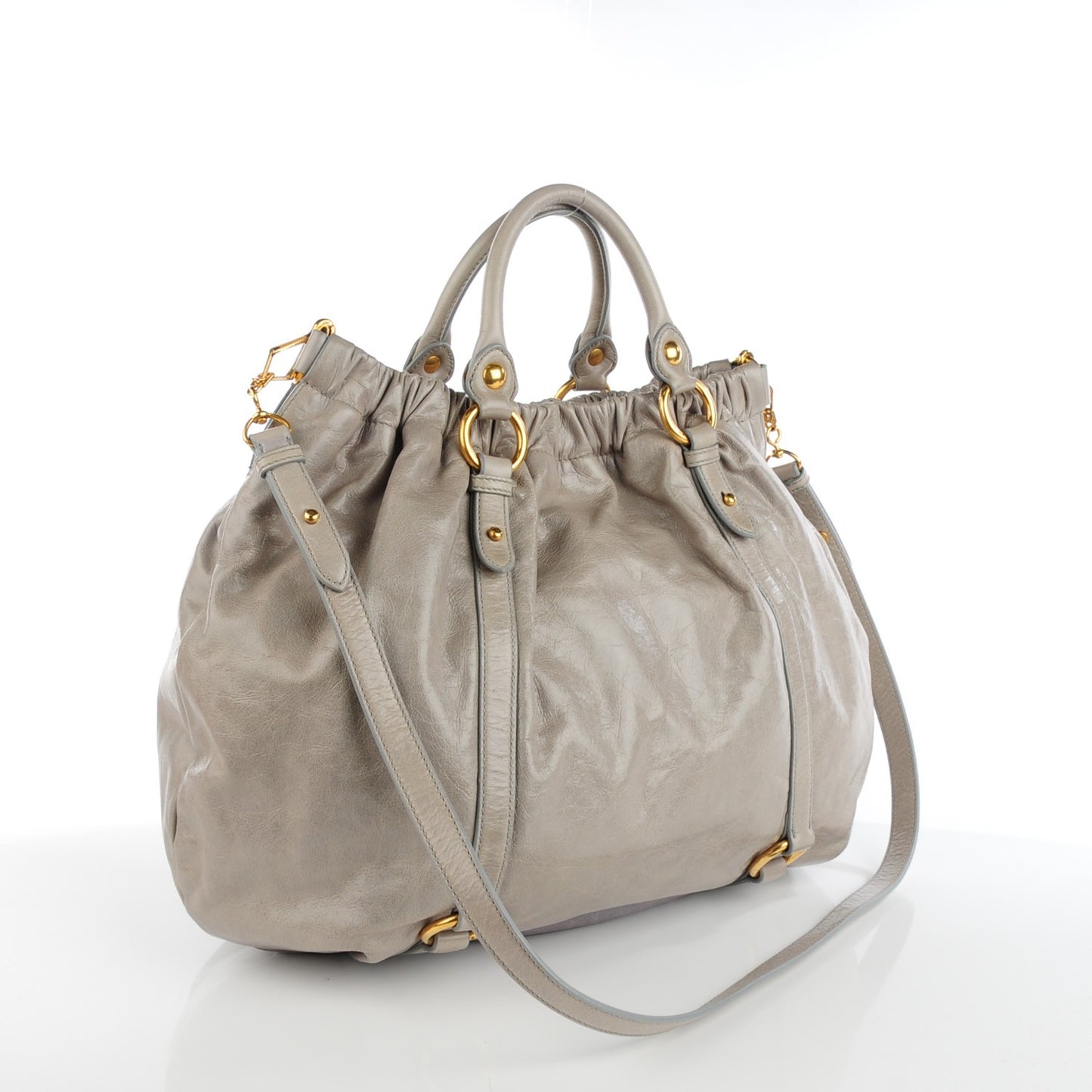 Vitello Lux Gathered Shopper Tote Pervinca