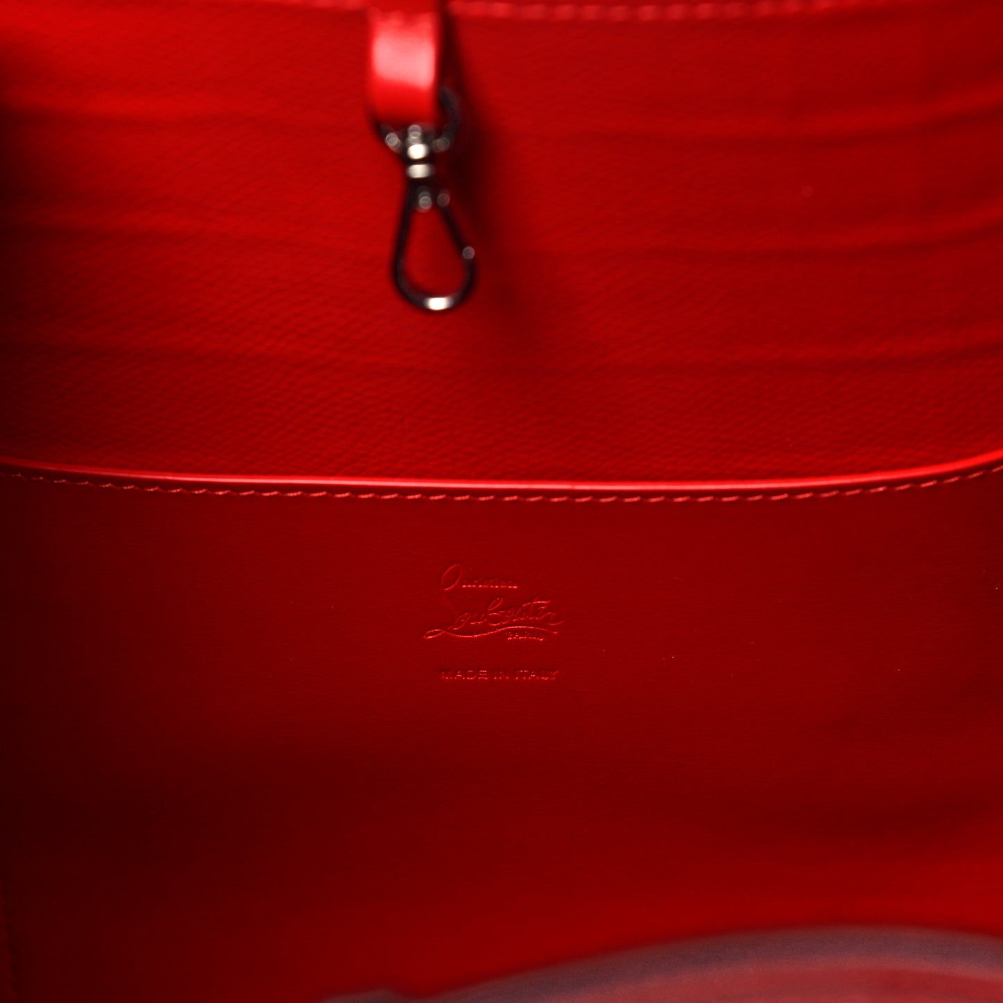 Crocodile Embossed Calfskin Spiked Small Cabarock Shopper Tote Red