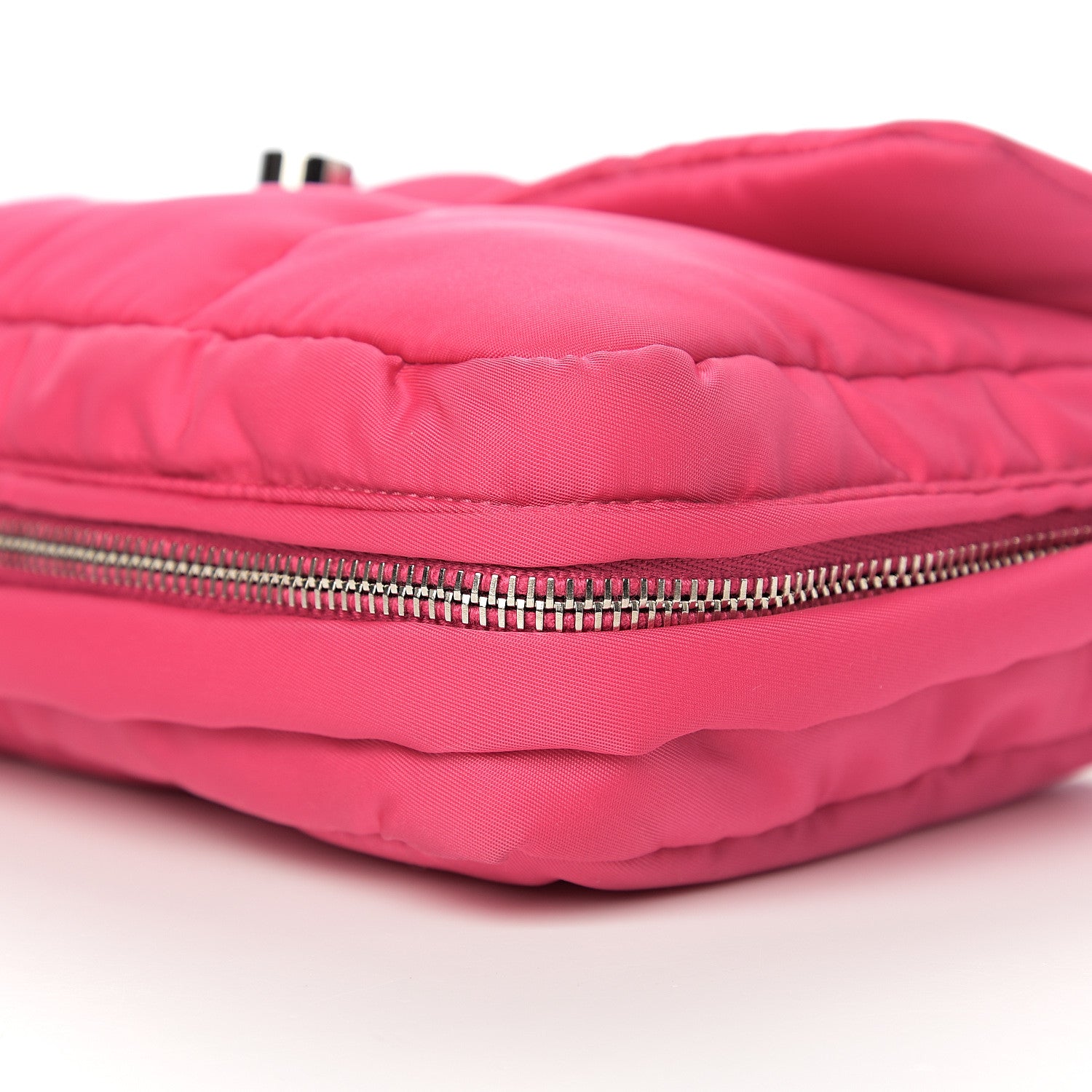 Prada Tessuto Nylon Bomber Sound Chain Flap Shoulder Bag Fuxia 8 of 8