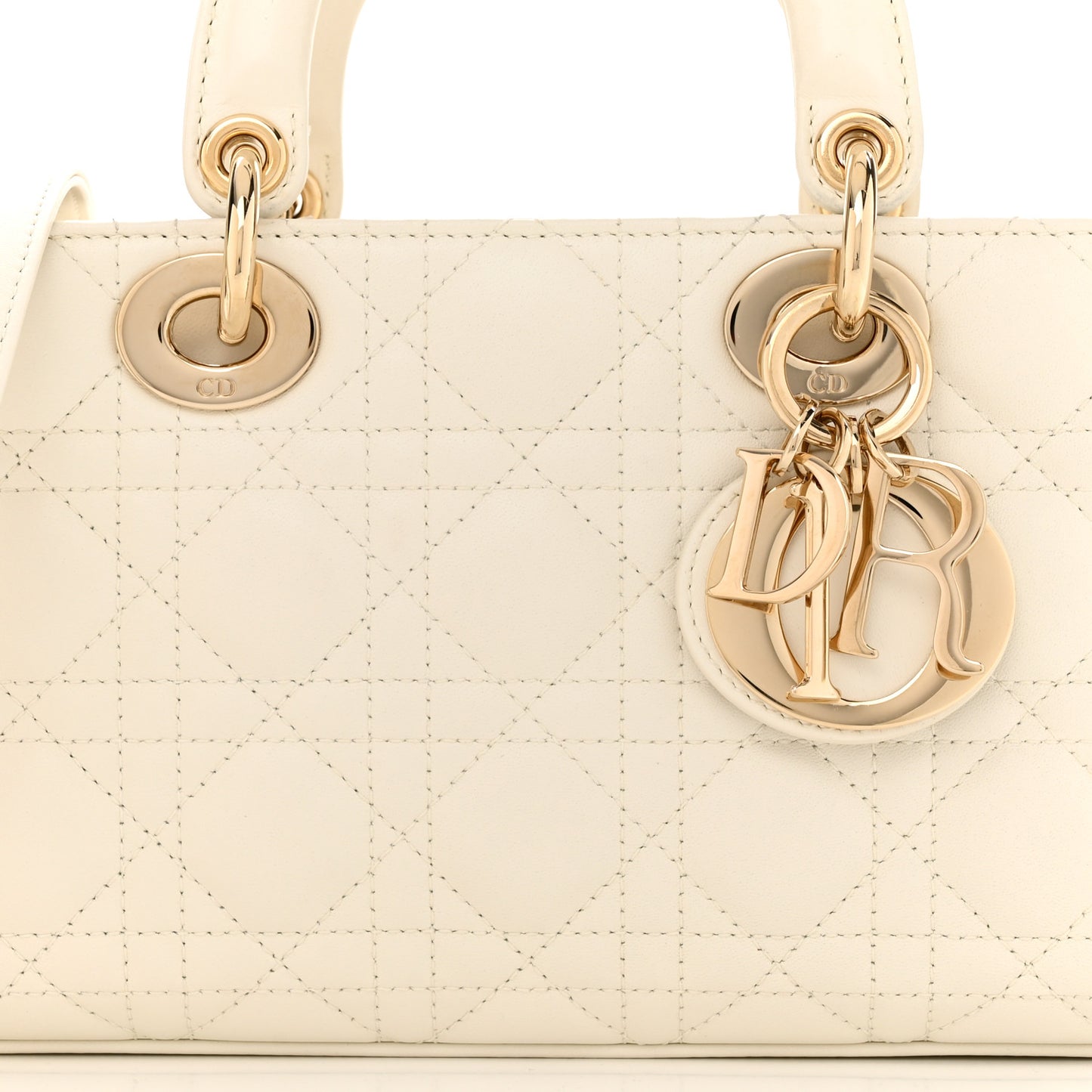 Lambskin Cannage Medium Lady D-Joy White