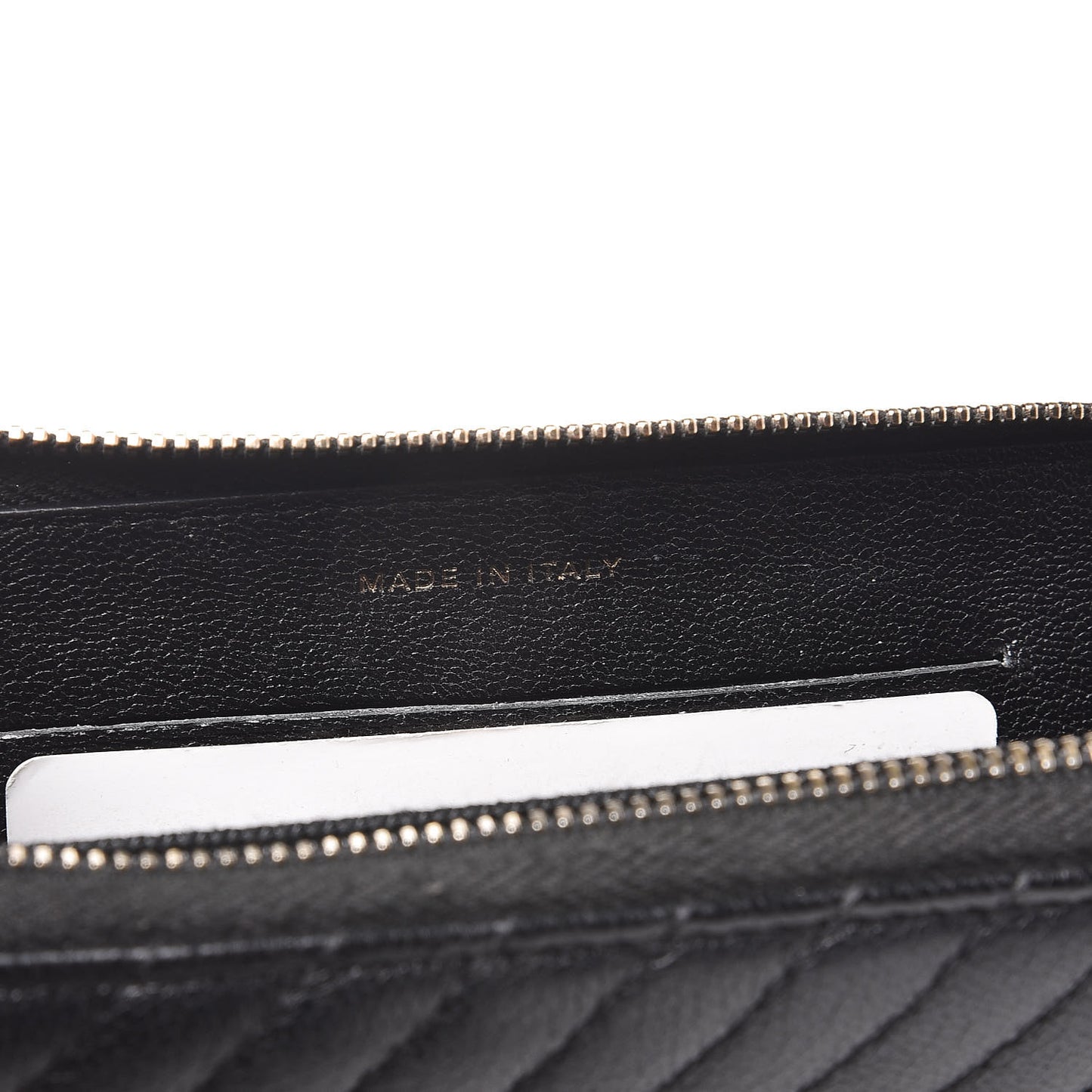 Shiny Goatskin Diagonal Quilted Small Zip Around Wallet Black