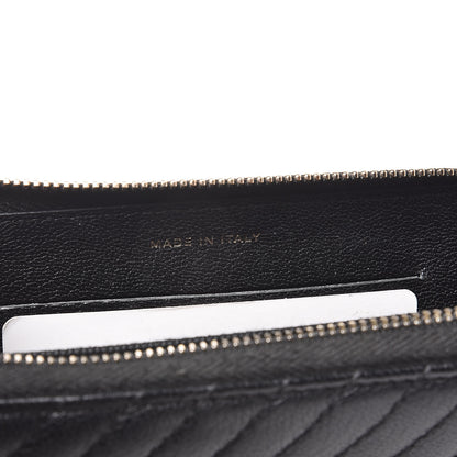 Chanel Shiny Goatskin Diagonal Quilted Small Zip Around Wallet Black 7 of 8