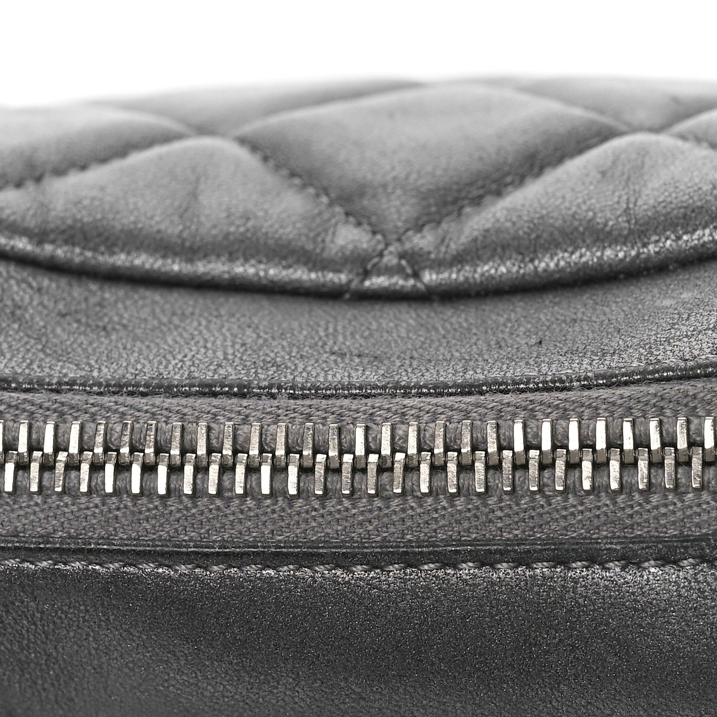 Metallic Calfskin Quilted Small Ballerine Camera Case Grey